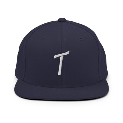 Tulsa Letter T Vintage Sports Script Snapback Hat Navy