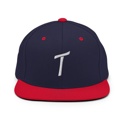 Tulsa Letter T Vintage Sports Script Snapback Hat Navy Red