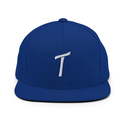 Tulsa Letter T Vintage Sports Script Snapback Hat Royal Blue