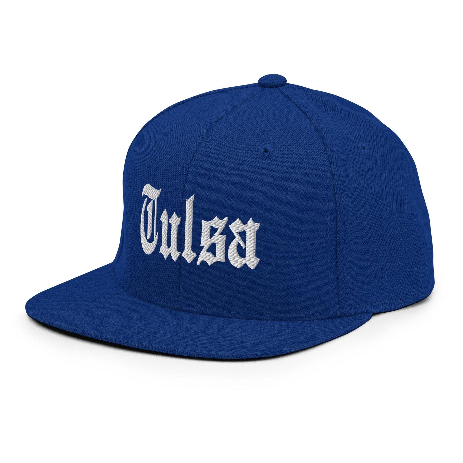 Tulsa OG Old English Snapback Hat Royal Blue