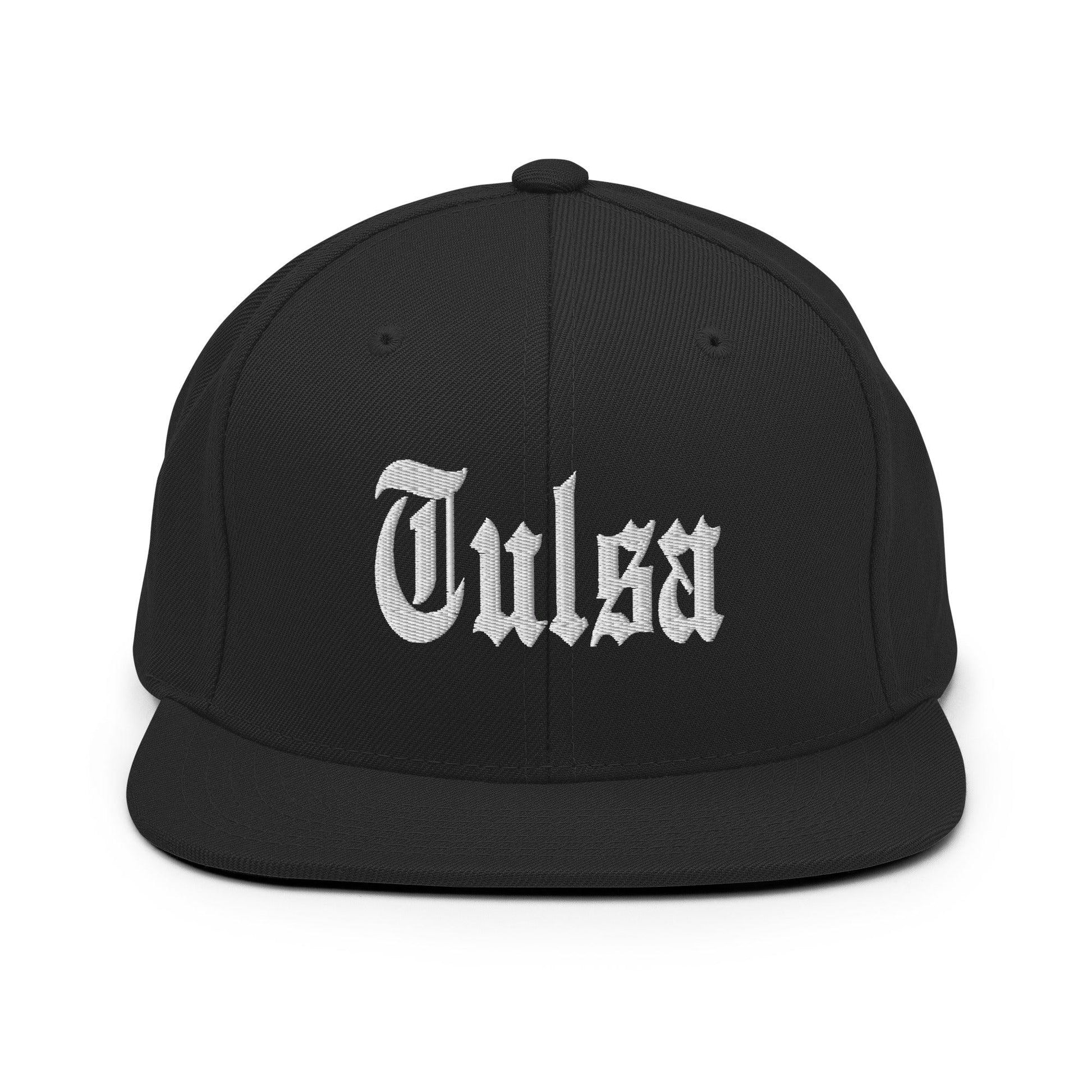 Tulsa OG Old English Snapback Hat Black