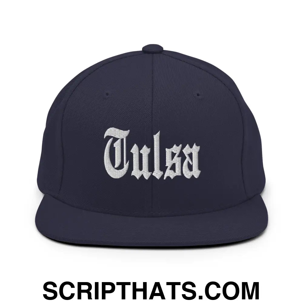 Tulsa OG Old English Snapback Hat Navy