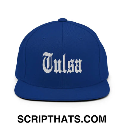 Tulsa OG Old English Snapback Hat Royal Blue