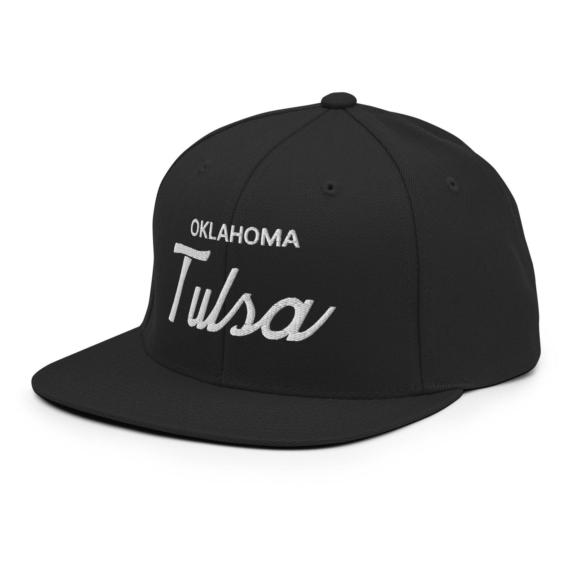 Tulsa Oklahoma II Vintage Sports Script Snapback Hat Black