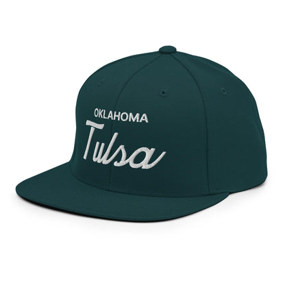 Tulsa Oklahoma II Vintage Sports Script Snapback Hat Spruce