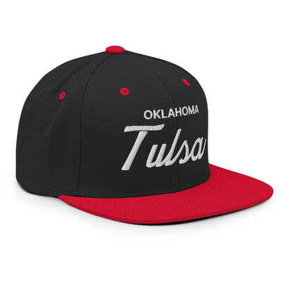Tulsa Oklahoma II Vintage Sports Script Snapback Hat Black Red