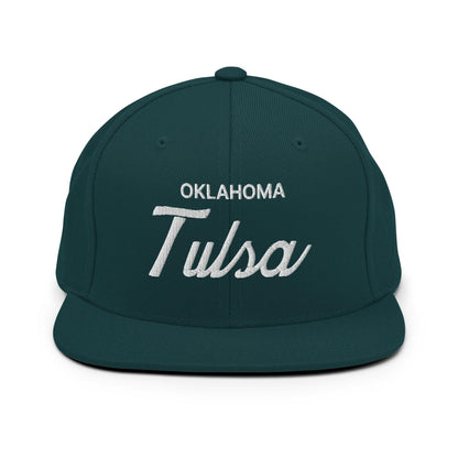 Tulsa Oklahoma II Vintage Sports Script Snapback Hat Spruce