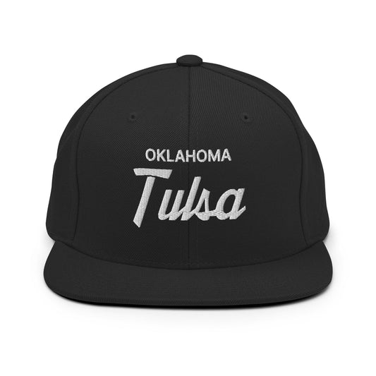 Tulsa Oklahoma Vintage Sports Script Snapback Hat Black