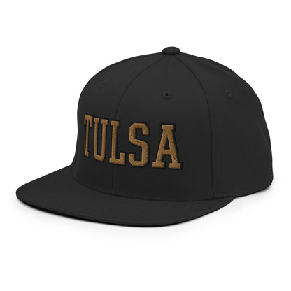 Tulsa Soccer Varsity Letterman Block Snapback Hat Black