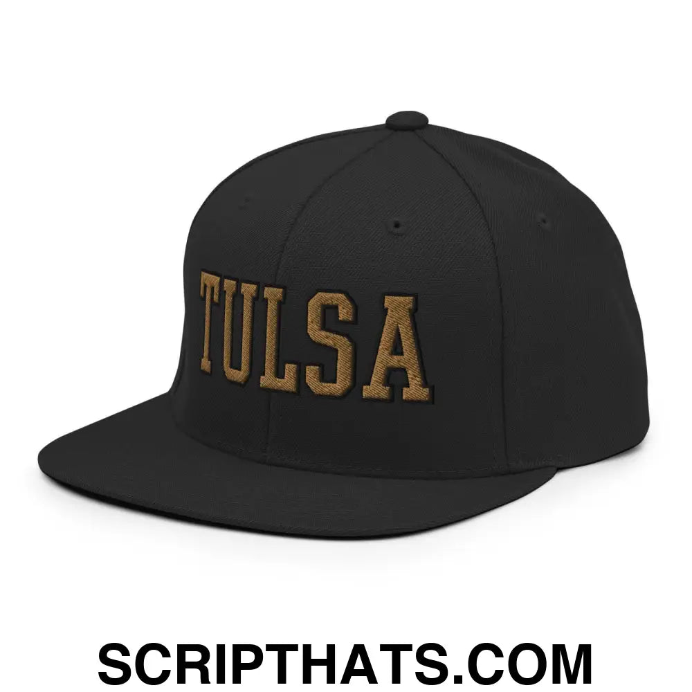 Tulsa Soccer Varsity Letterman Block Snapback Hat Black