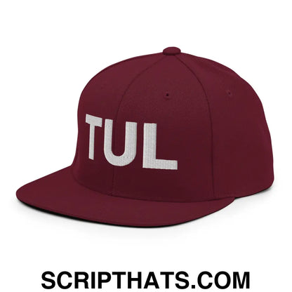 Tulsa TUL Vintage Block Snapback Hat Maroon