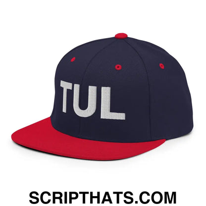 Tulsa TUL Vintage Block Snapback Hat Navy Red