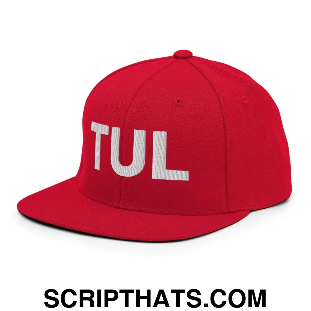 Tulsa TUL Vintage Block Snapback Hat Red