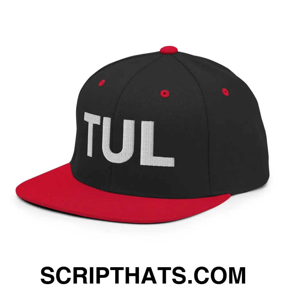 Tulsa TUL Vintage Block Snapback Hat Black Red