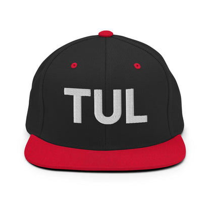 Tulsa TUL Vintage Block Snapback Hat Black Red