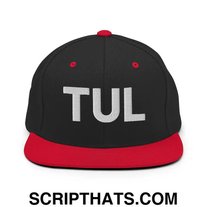 Tulsa TUL Vintage Block Snapback Hat Black Red