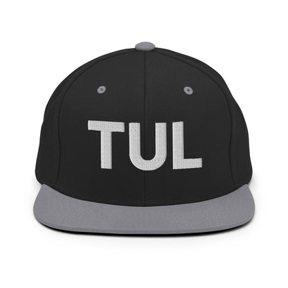 Tulsa TUL Vintage Block Snapback Hat Black Silver