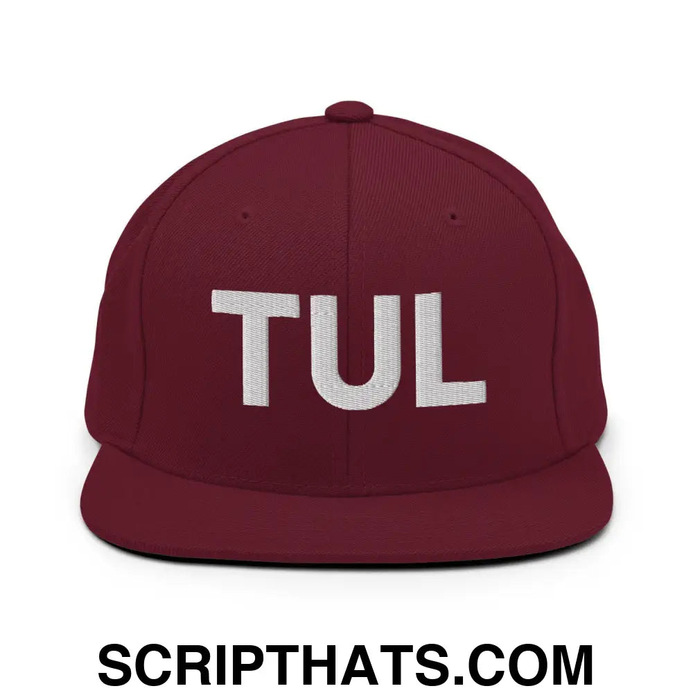 Tulsa TUL Vintage Block Snapback Hat Maroon