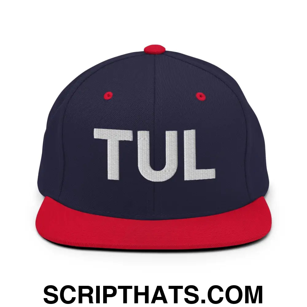 Tulsa TUL Vintage Block Snapback Hat Navy Red