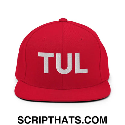 Tulsa TUL Vintage Block Snapback Hat Red