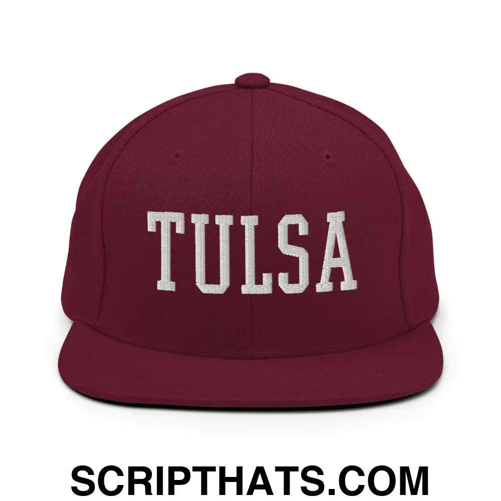 Tulsa Varsity Letterman Block Snapback Hat Maroon