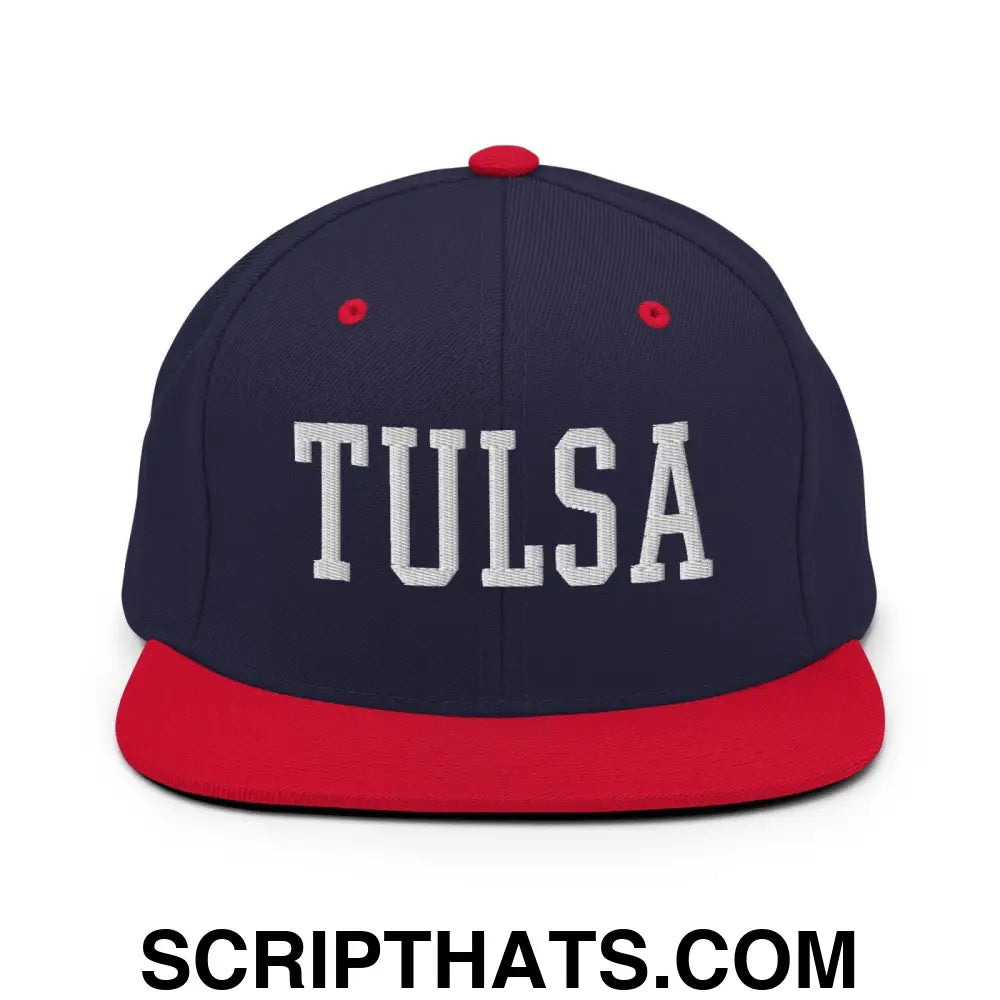 Tulsa Varsity Letterman Block Snapback Hat Navy Red