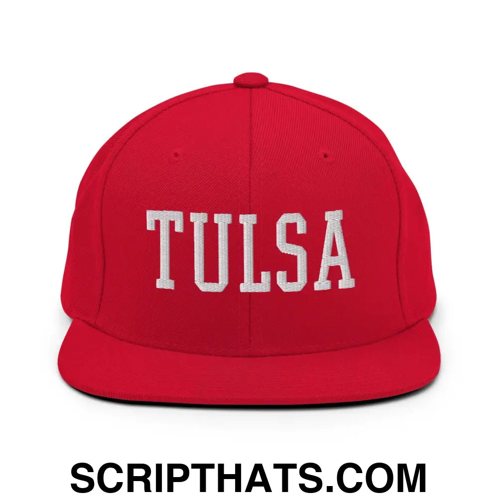 Tulsa Varsity Letterman Block Snapback Hat Red