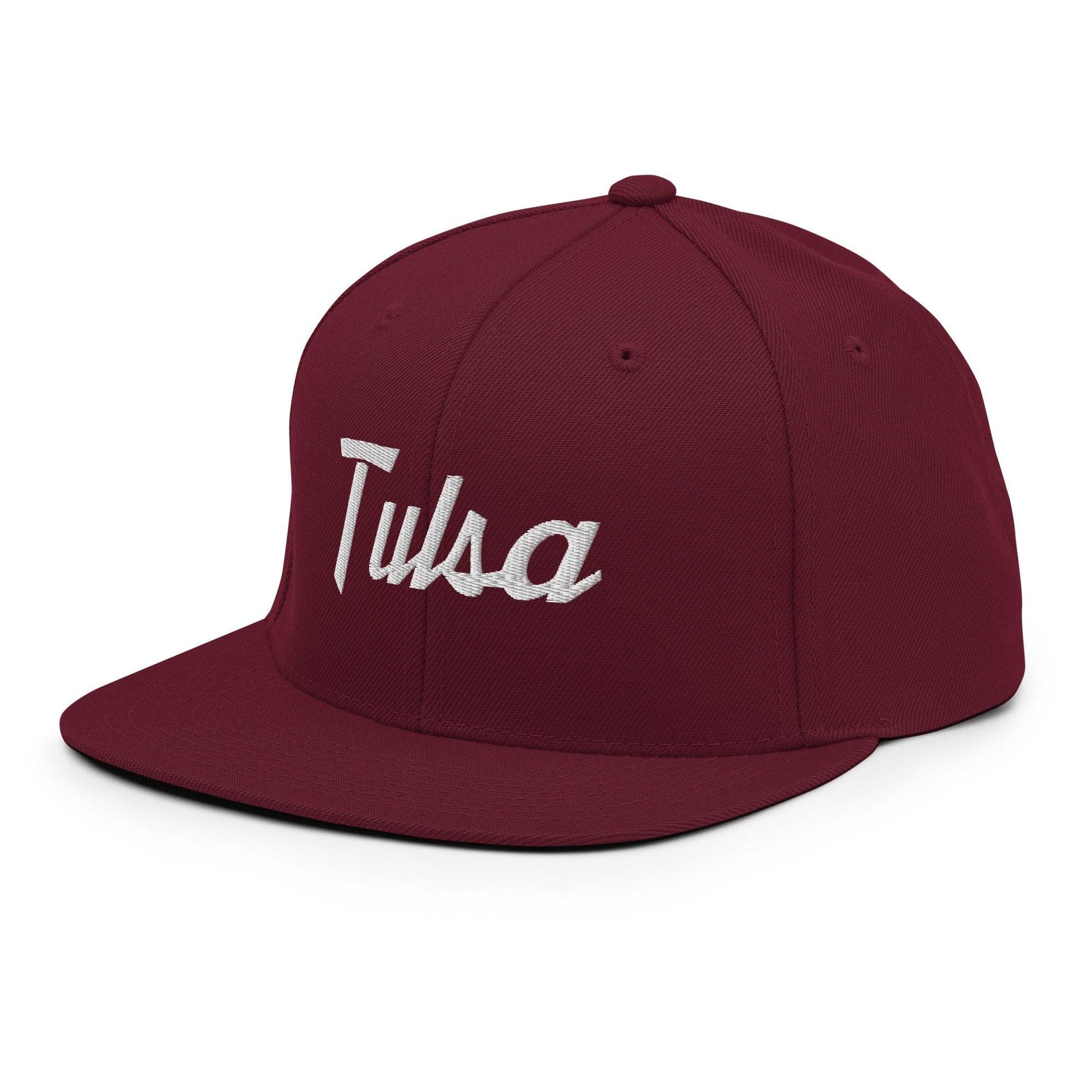Tulsa Vintage Sports Script Snapback Hat Maroon