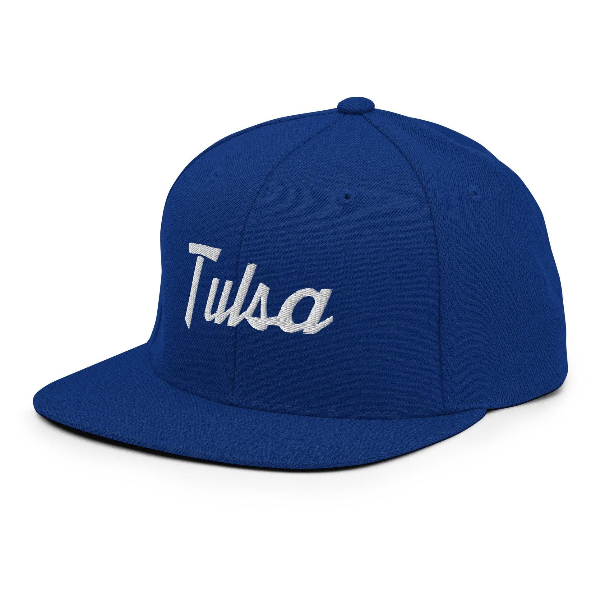 Tulsa Vintage Sports Script Snapback Hat Royal Blue
