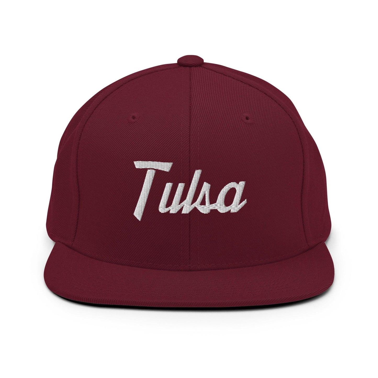 Tulsa Vintage Sports Script Snapback Hat Maroon