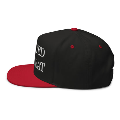 Unemployed Disabled Rat Embroidered 5 Panel Flat Bill Brim Snapback Hat Black Red