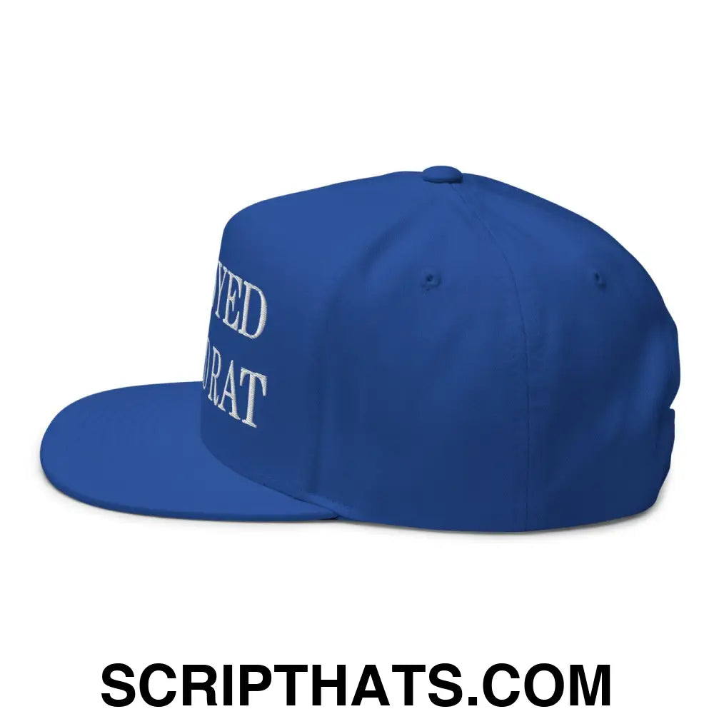 Unemployed Disabled Rat Embroidered 5 Panel Flat Bill Brim Snapback Hat Royal Blue