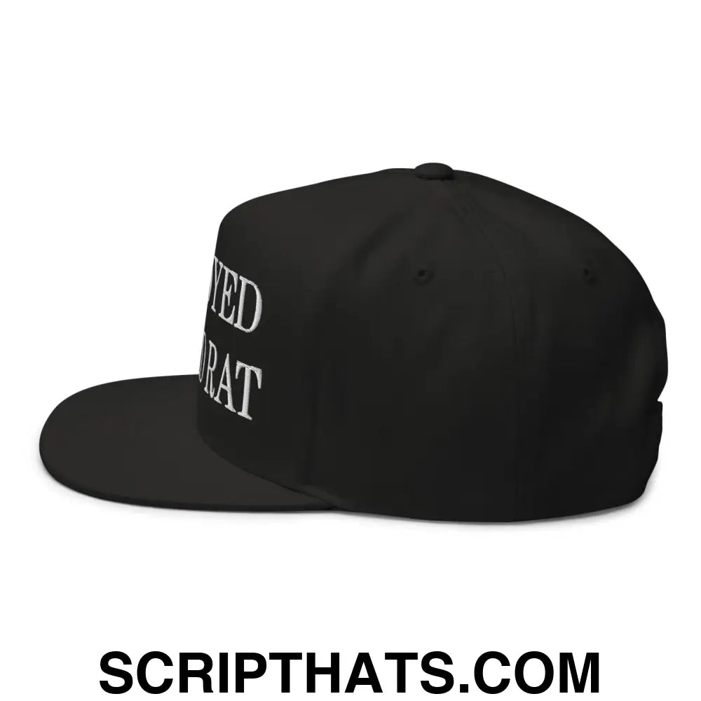 Unemployed Disabled Rat Embroidered 5 Panel Flat Bill Brim Snapback Hat Black