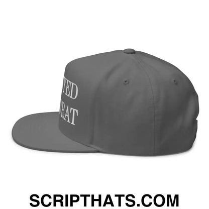 Unemployed Disabled Rat Embroidered 5 Panel Flat Bill Brim Snapback Hat Grey