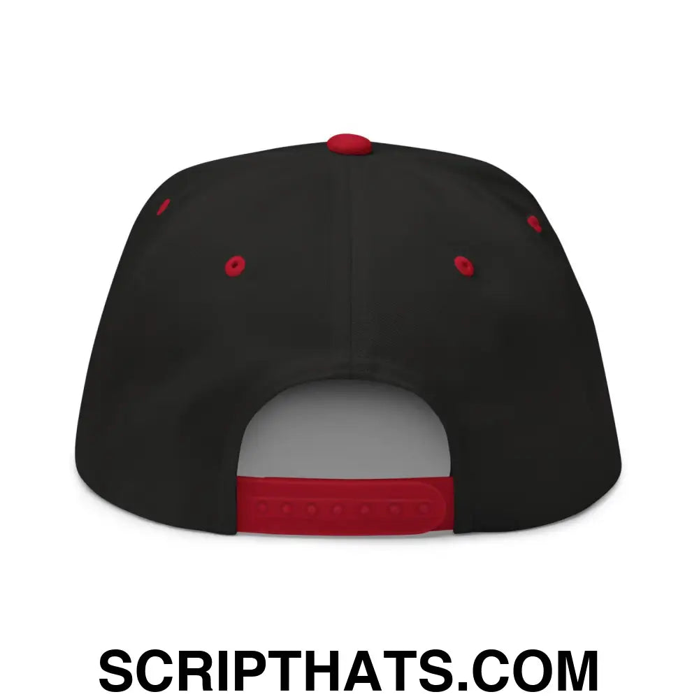 Unemployed Disabled Rat Embroidered 5 Panel Flat Bill Brim Snapback Hat Black Red