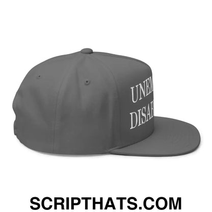 Unemployed Disabled Rat Embroidered 5 Panel Flat Bill Brim Snapback Hat Grey