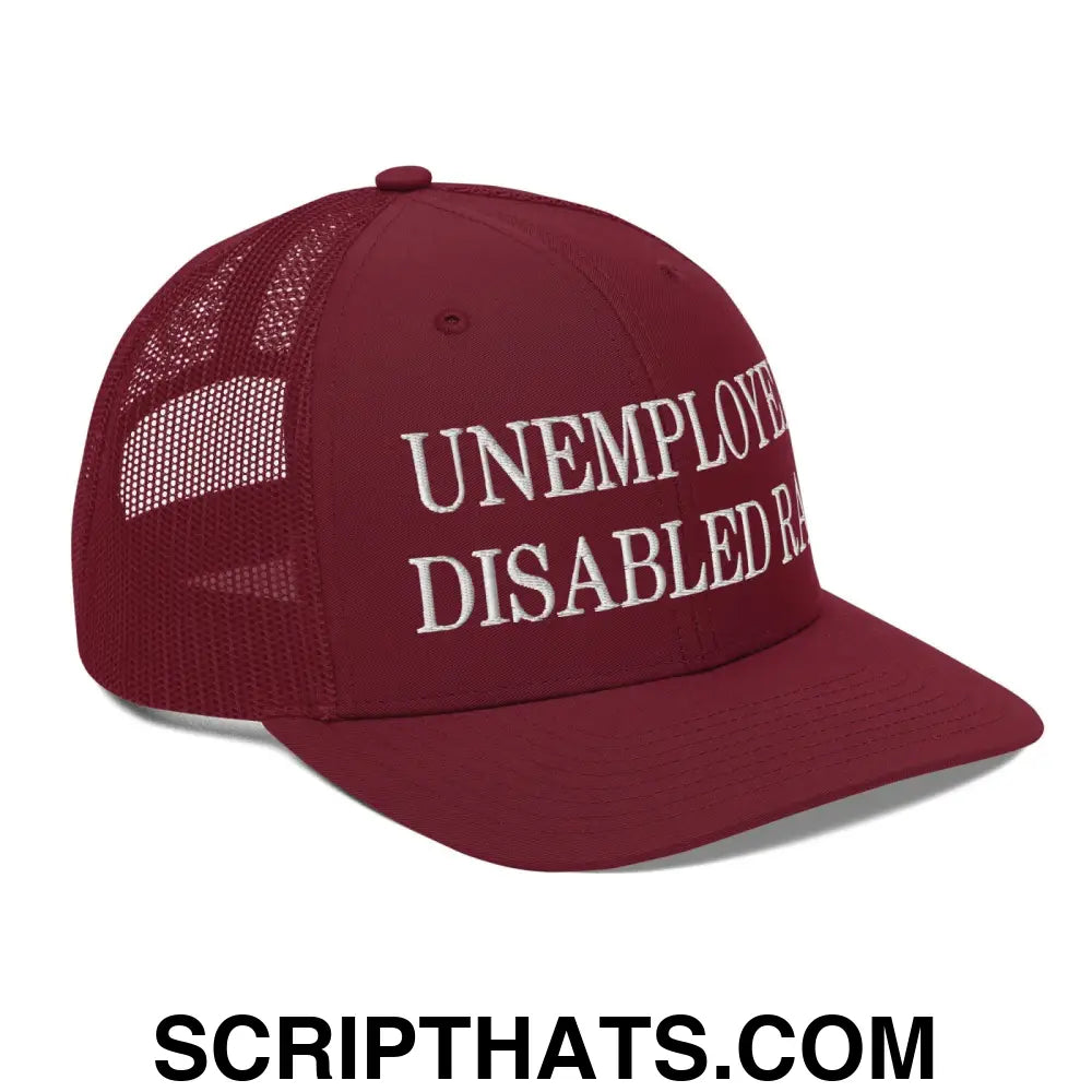 Unemployed Disabled Rat Embroidered Classic Mesh Trucker Hat Cardinal