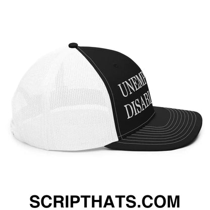 Unemployed Disabled Rat Embroidered Classic Mesh Trucker Hat Black White