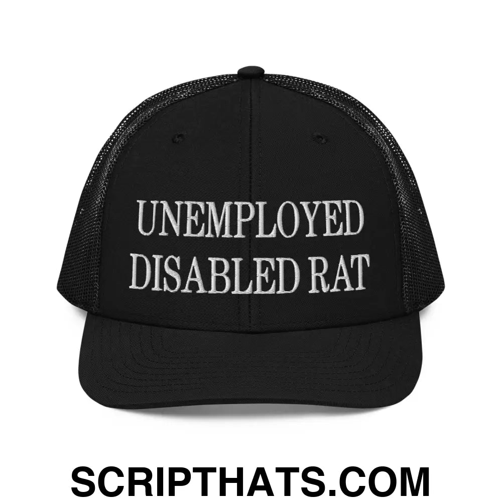 Unemployed Disabled Rat Embroidered Classic Mesh Trucker Hat Black