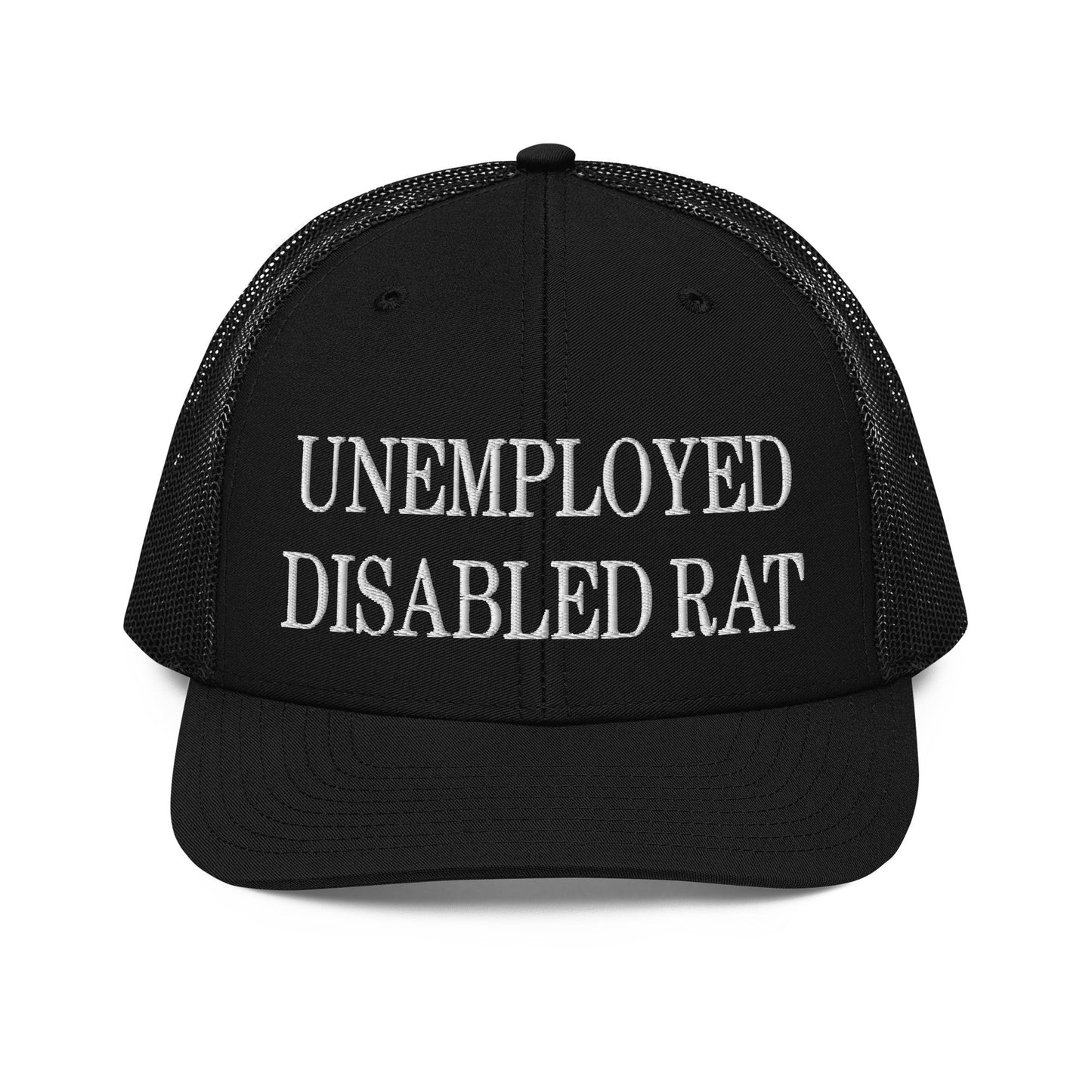 Unemployed Disabled Rat Embroidered Classic Mesh Trucker Hat Black