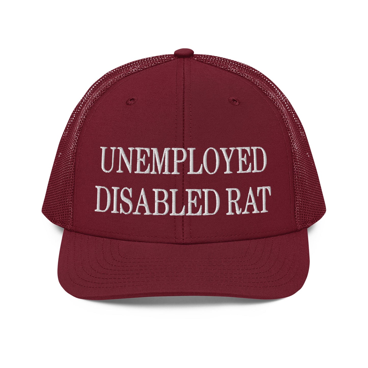 Unemployed Disabled Rat Embroidered Classic Mesh Trucker Hat Cardinal