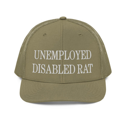 Unemployed Disabled Rat Embroidered Classic Mesh Trucker Hat Loden