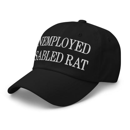 Unemployed Disabled Rat Embroidered Dad Hat Black