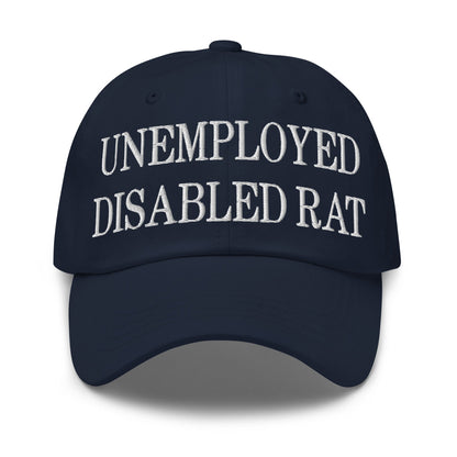 Unemployed Disabled Rat Embroidered Dad Hat Navy