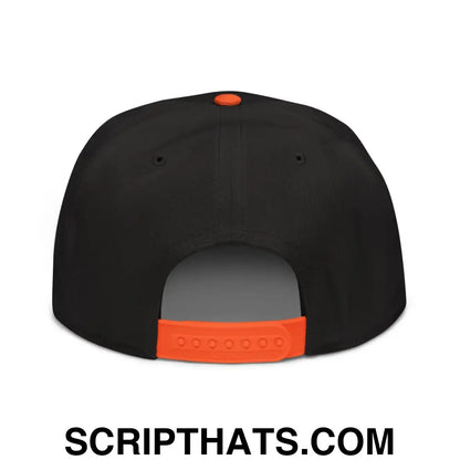 Unemployed Disabled Rat Embroidered Flat Brim Bill Snapback Hat Orange Black Black