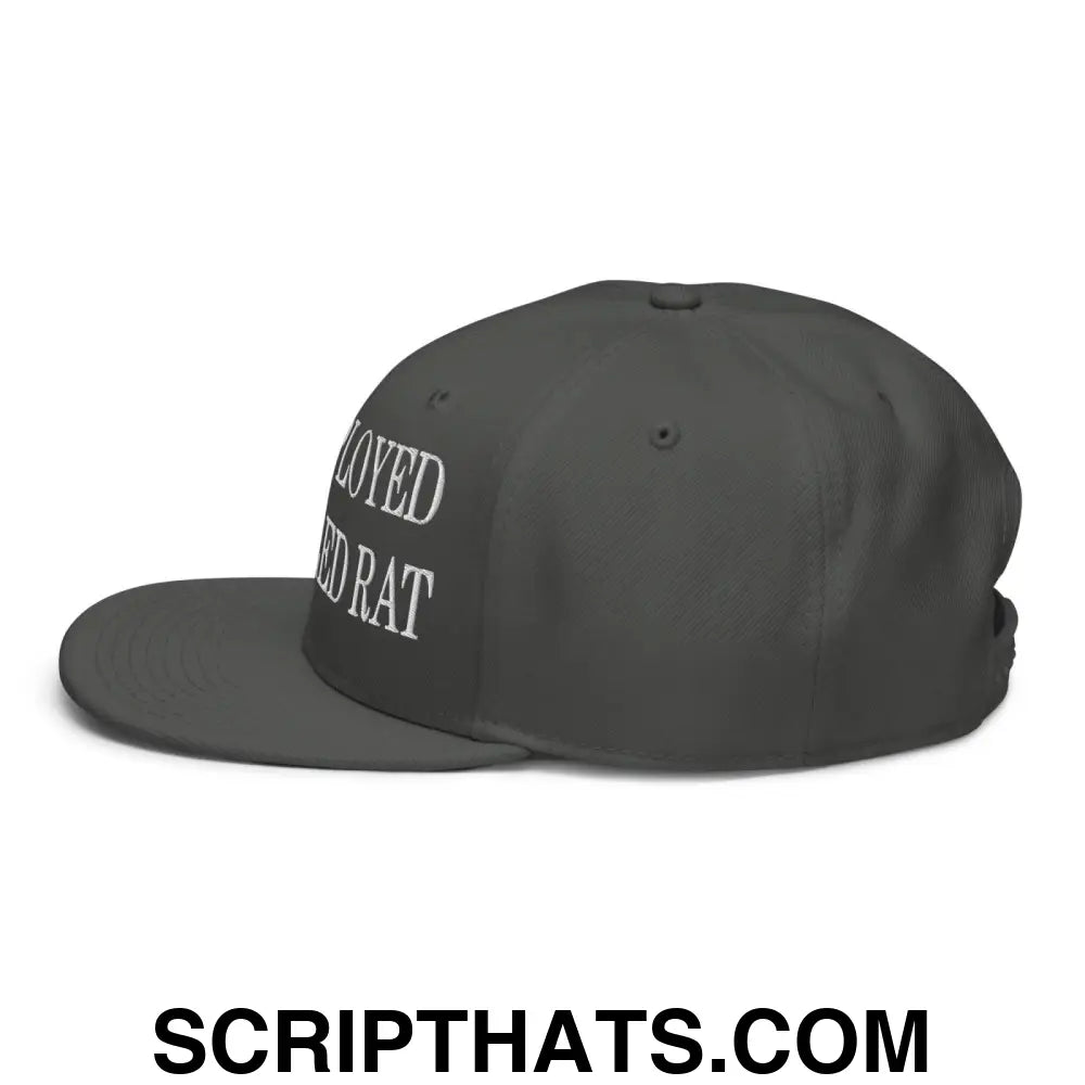 Unemployed Disabled Rat Embroidered Flat Brim Bill Snapback Hat Charcoal gray