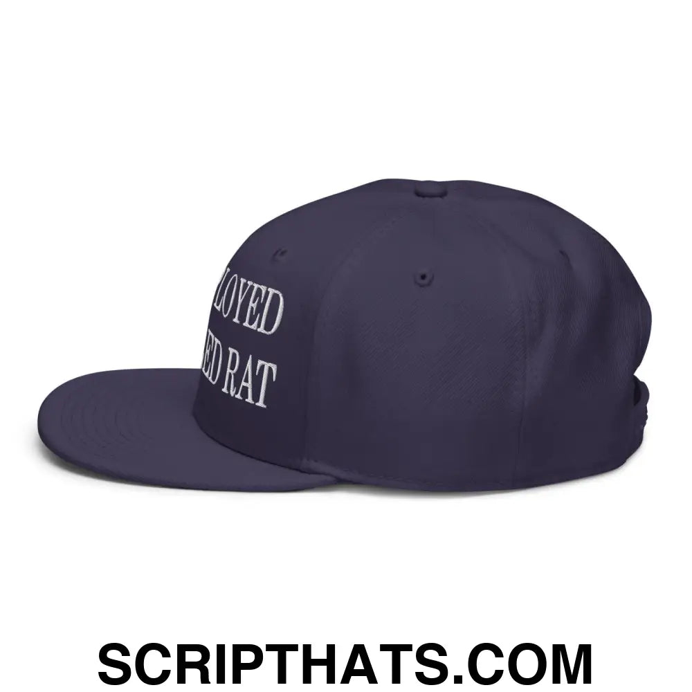 Unemployed Disabled Rat Embroidered Flat Brim Bill Snapback Hat Navy blue