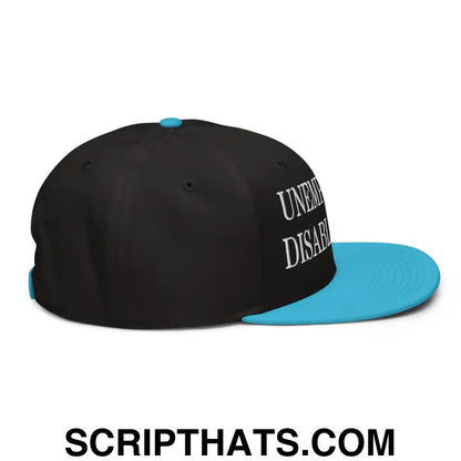 Unemployed Disabled Rat Embroidered Flat Brim Bill Snapback Hat Aqua blue Black Black