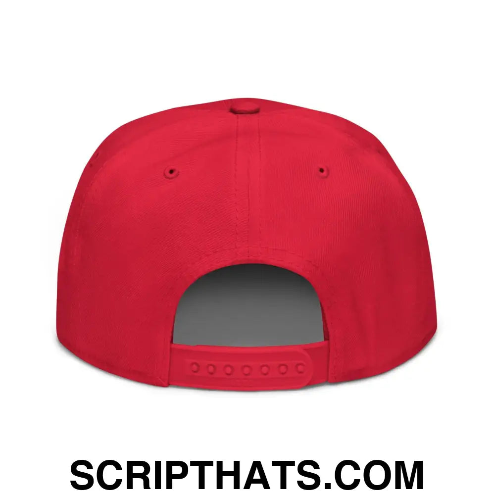 Unemployed Disabled Rat Embroidered Flat Brim Bill Snapback Hat Red