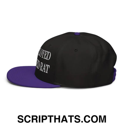 Unemployed Disabled Rat Embroidered Flat Brim Bill Snapback Hat Purple Black Black